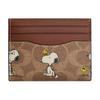 X Peanuts Snoopy Коллаборация Тонкий 10 Мультяшный Принт Покрытие из Холста и Кожи Держатель для Карт Унисекс Аксессуары Коричневый CBK55-TAM