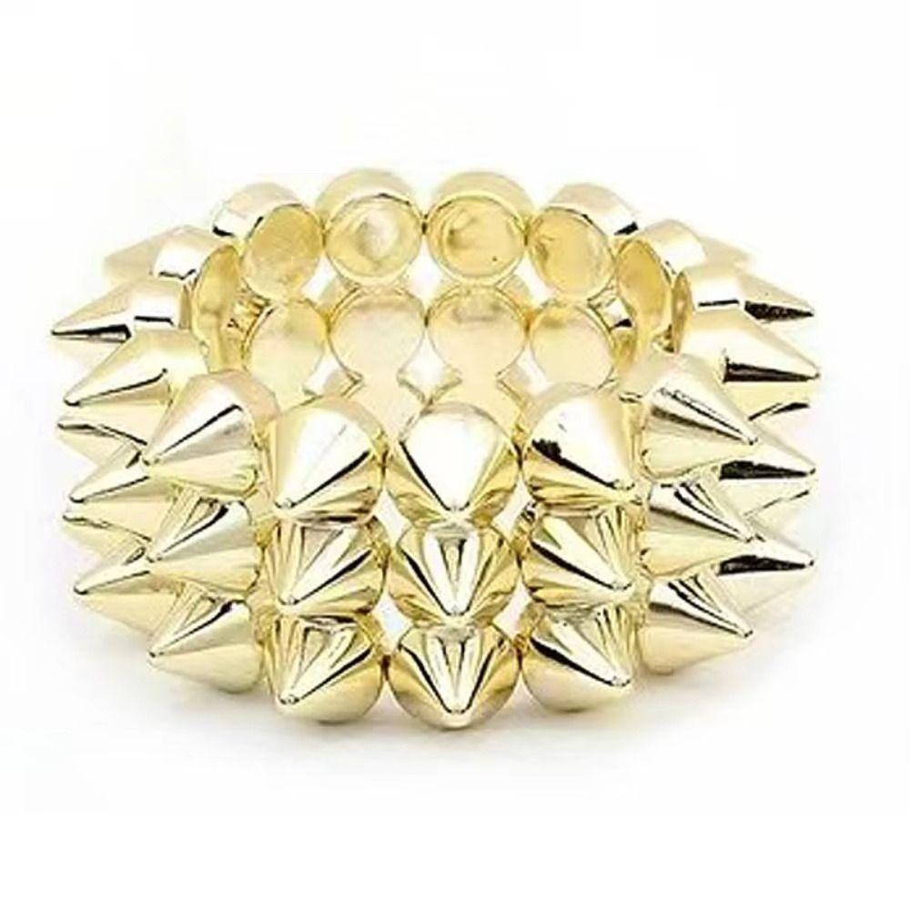 Three-row Punk Style Bracelets Y2K Jewelry Goth Rock Bangle Cool Rivet Cone Bracelets Hip-hop