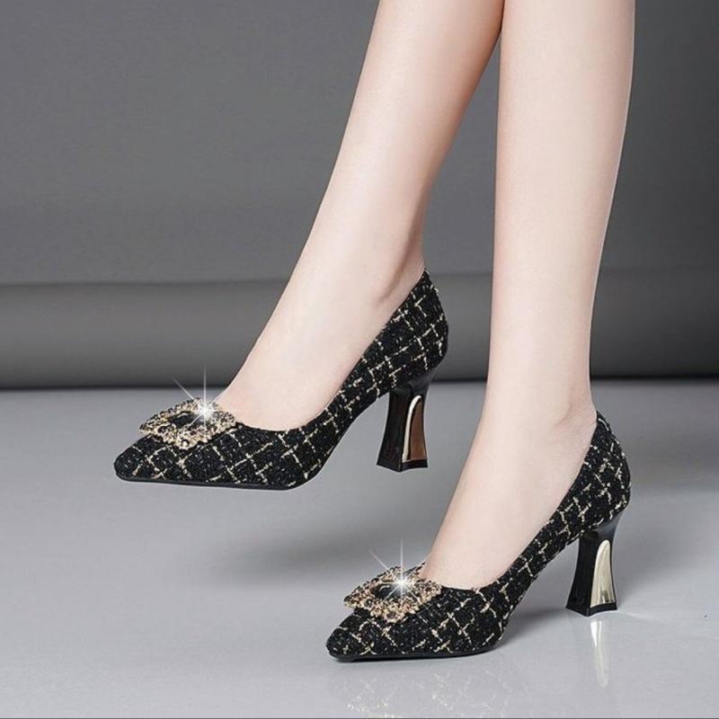 Женские туфли-лодочки со стразами на высоком каблуке 2025 года, новые роскошные женские туфли на шпильках, большие размеры, женские туфли-лодочки