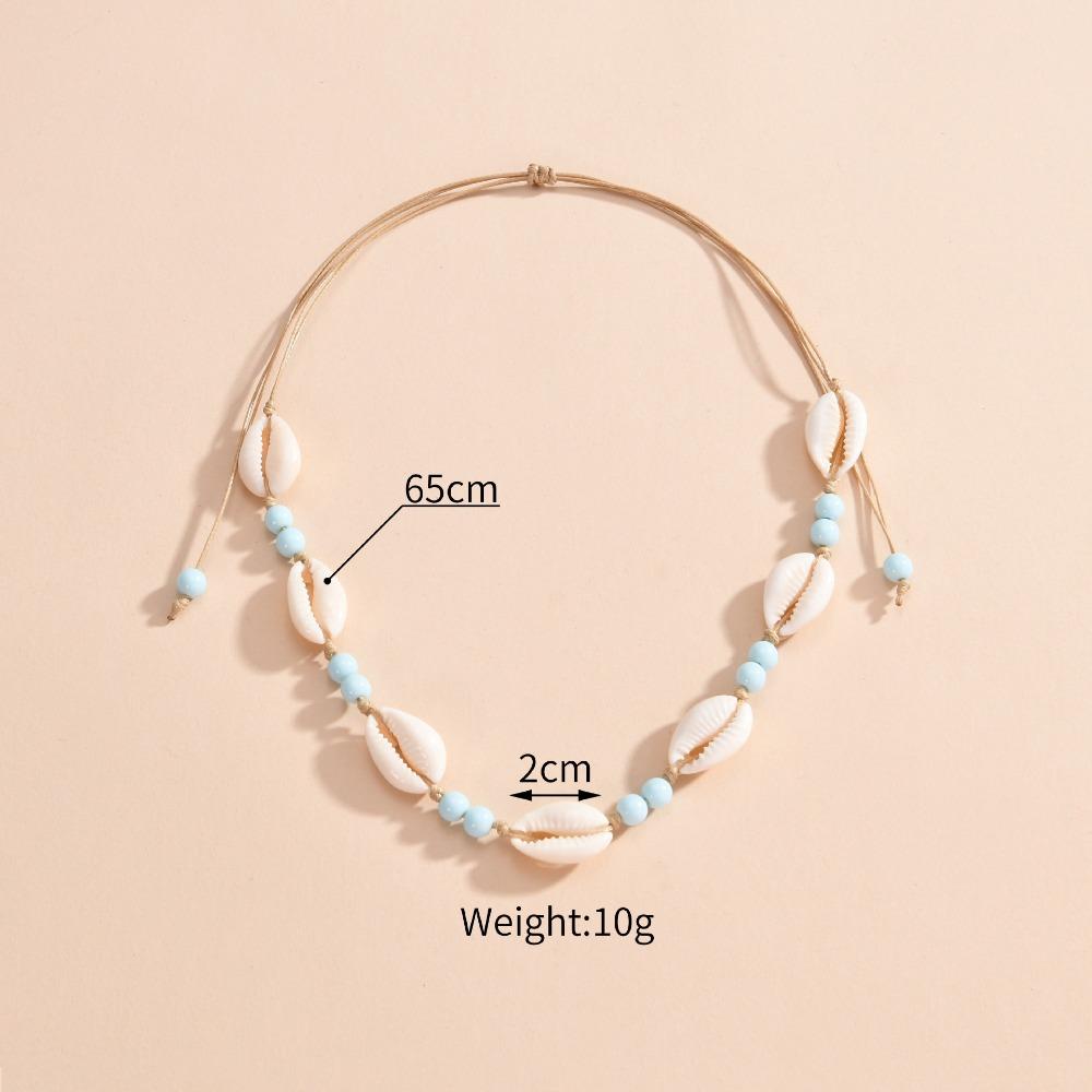 Shell Shell Beaded Necklace Adjustable Adjustable Neck Chain Minimalist Shell Braided Chain  Woman