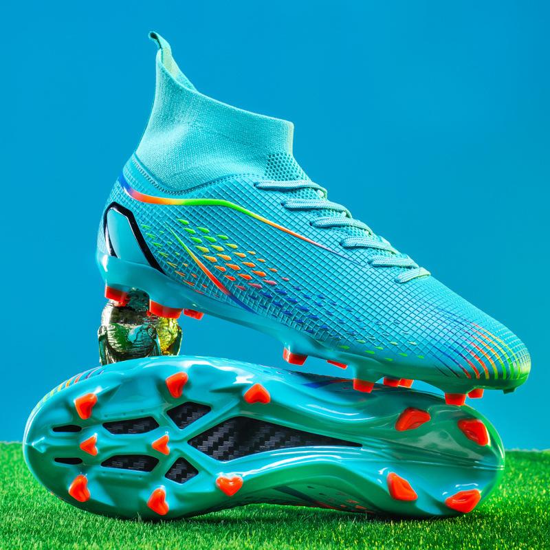 High-top football shoes men's and women's broken nail sneakers professional AG long nails adult grass training football shoes