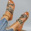 Fashion 2024 Women Summer Leopard Pattern Sandals New Fashion Retro Large Flat Slippers Outdoor Vacation Beach Casual Shoes Lightweight