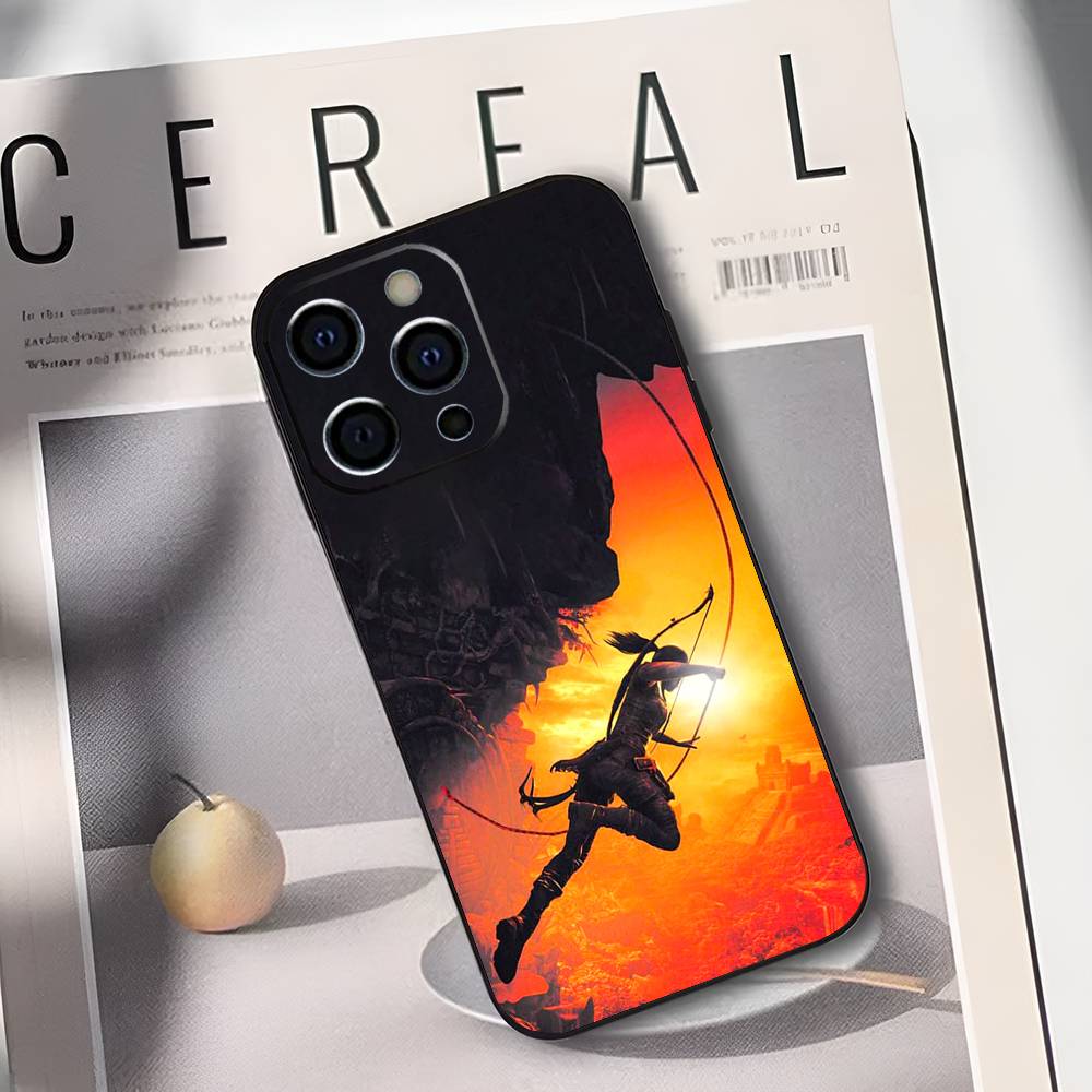 L-Lara Croft T-Tomb R-Raider Phone Case For iPhone 17,16,15,14,13,12,11 Plus,Pro Max,XS,Soft Black Cover