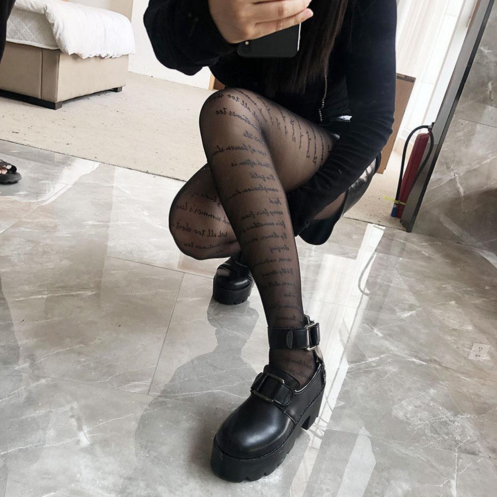Thin Nylon Anti-hook Woman Sexy Transparent Tights Inscriptions Tattoos Pantyhose With Patterned