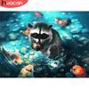 Huacan 5D DIY алмазная живопись енот полная дрель квадратная алмазная вышивка животное мозаика Золотая рыбка подарок ручной работы