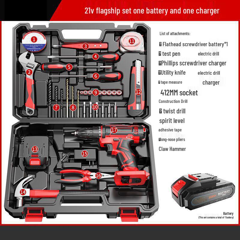 Cordless Multifunctional Drill Set: Electrician & Carpenter Repair Kit with Lithium Battery