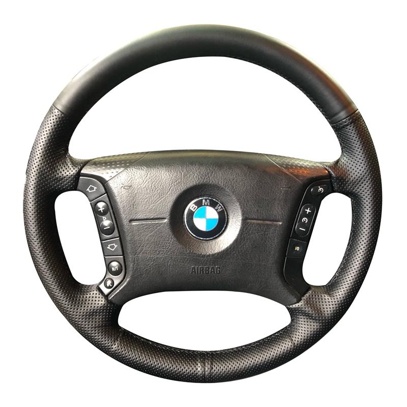 Противоскользящий черный кожаный чехол на руль автомобиля для BMW E36 1995-2000 E46 1998-2004 E39 1995-2003 X3 E83 X5 E53