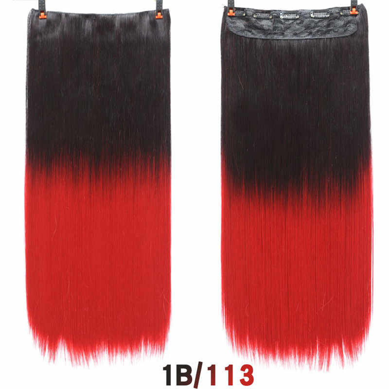 Длинные прямые накладные волосы на клипсе, 24 дюйма, синтетические искусственные волосы для женщин