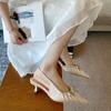 Fashion Women Pointed Toe Stiletto Heels Bow Pleated Open Back Sandals Chic Designer High Heel Shoes for Women