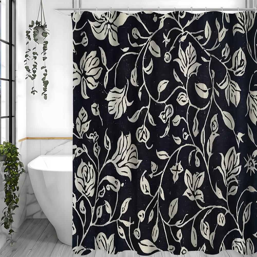 Цветочный декоративный узор занавеска для душа, декоративная занавеска для душа для ванной комнаты, водонепроницаемая занавеска для душа с крючками