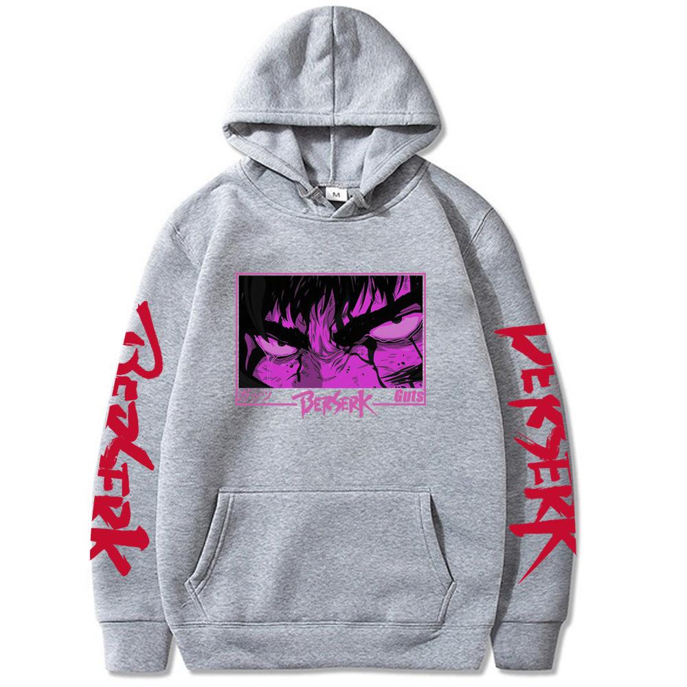 Япония Аниме Берсерк Harajuku Guts Eyes Манга Толстовки Толстовка Готический Зимний Пуловер Мода С Длинным Рукавом Мужская Черная Толстовка