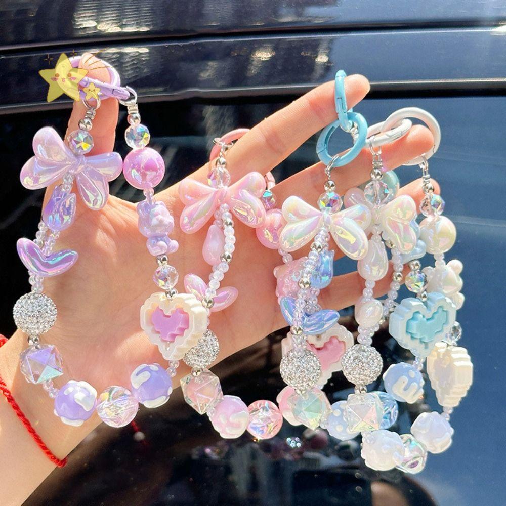 Beaded Phone Lanyard Chain Pendant Acrylic Hanging Ornament Anti-lost Key Ring