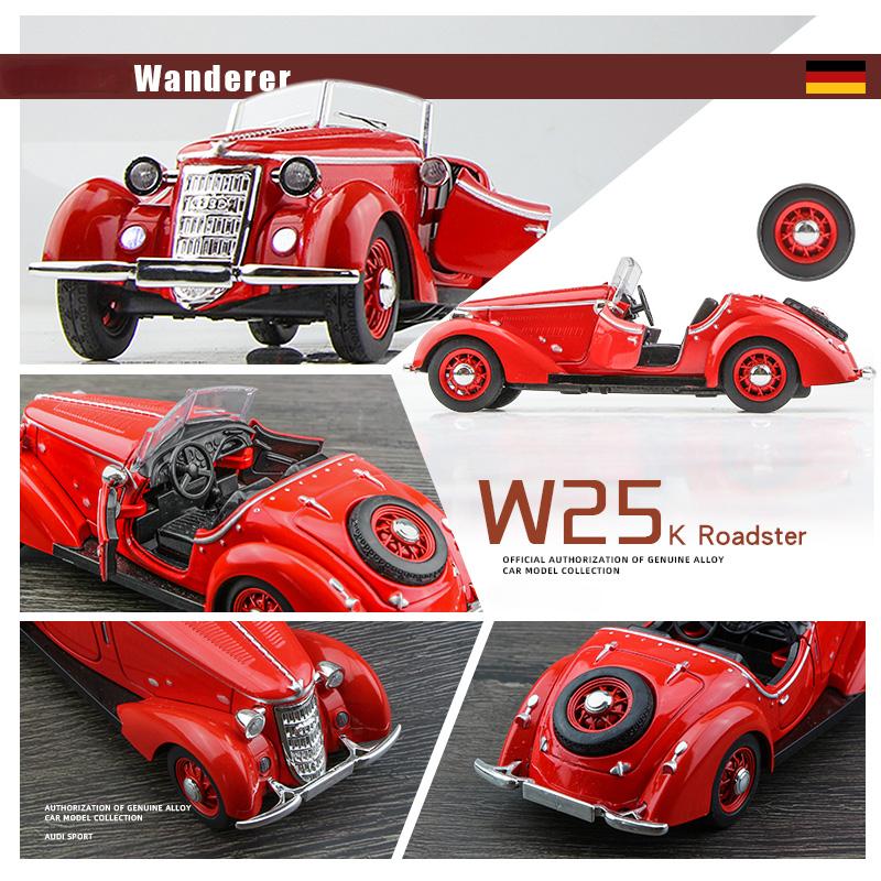 1/32 масштаб Wanderer W25K Alloy Roadster классический автомобиль литой металлический транспорт масштабная модель автомобиля со звуком и светом коллекция детские игрушки подарок