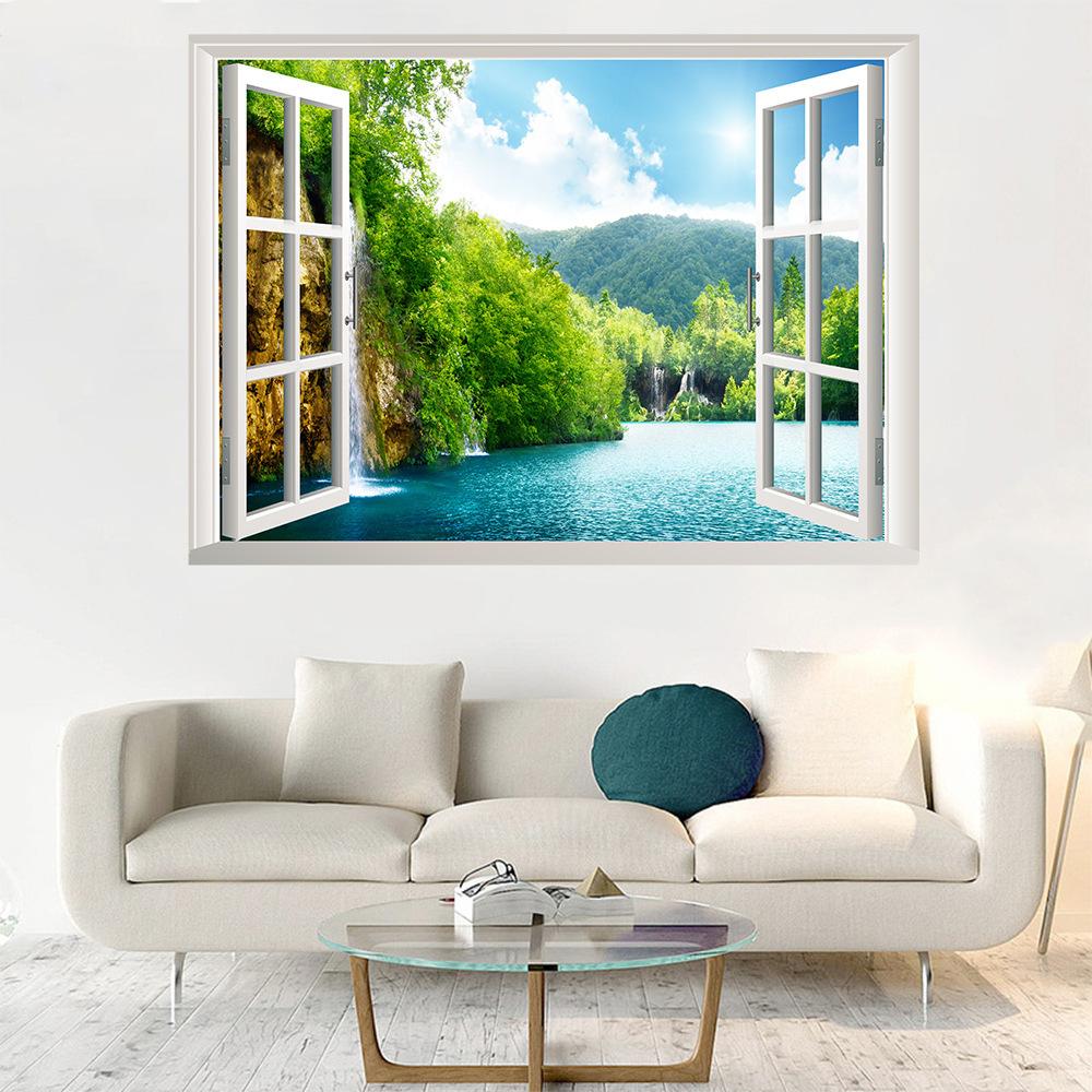 Современные 3D приморские города поддельные окна вид на стену наклейки съемные обои наклейки украшения дома