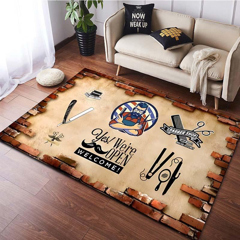 1pc 3D Printing Hair Salon Christmas Carpet Door Mat Non Slip Living Room Decoration Foot Mat Indoor Rug Home Decor