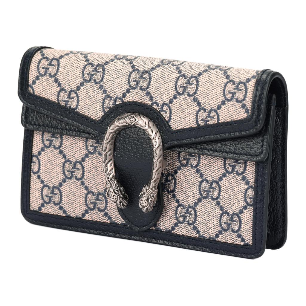 Gucci Dionysus Aged Flower Logo Tiger Head Buckle Chain Leather Messenger Bag Super Mini Female Blue And Beige