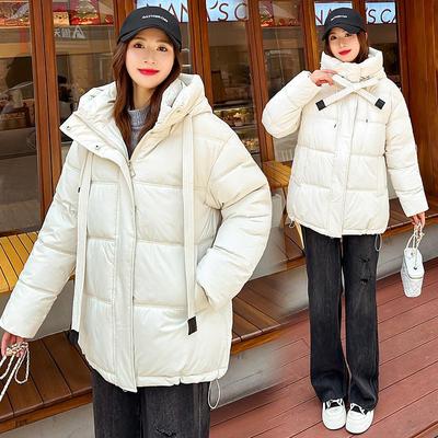 Женская осенне-зимняя однотонная утепленная верхняя одежда с воротником-стойкой, хлопковая подкладка, капюшон, карман, свободная теплая куртка, пальто