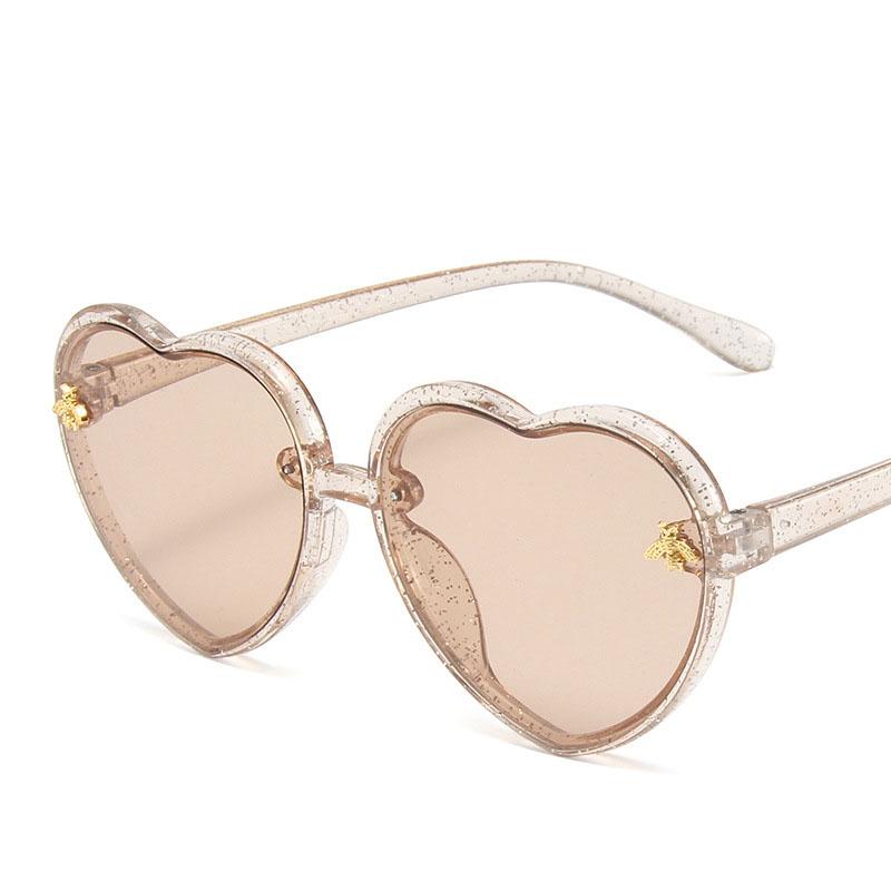 Детские солнцезащитные очки для детей, девочек и мальчиков, очки в форме сердца, мультипликационные солнцезащитные очки UV400, модные, милые, ручной работы