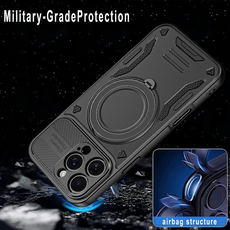 Прочный противоударный магнитный чехол-броня для Apple iPhone 11 12 13 14 15 16 17 Pro Max Plus Air Держатель-кольцо Стенд Чехол для телефона