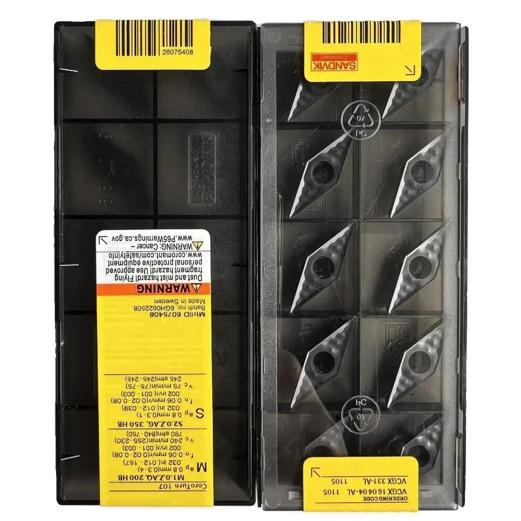 Original Sandvik / VCGX160404-AL 1105 /Carbide CNC Blade 10 PCS