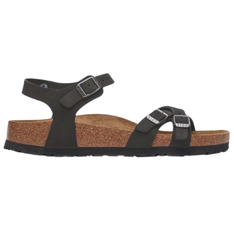 Birkenstock Kumba Нубуковые пляжные сандалии женские Черные узкие 1029526