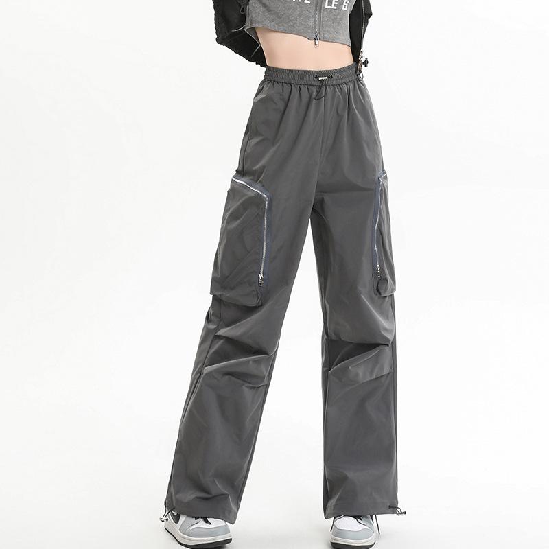 Thin Couple Waterproof Quick-drying Work Pants for Women's Casual Pants Loose Harlan Wide-leg Paratrooper Outdoor Hiking Pants