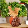 Mini Cute Resin Squirrel Creative Home Gardening Squirrel Acorn Pine Cone Ornament  Animal Crafts Car Gifts Miniatures Figurines