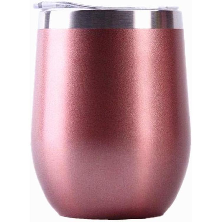 12 oz Stainless Steel Wine Tumbler Stemless Glasses with Lid, Double Wall Insulated Travel Mug Perfect for Wine, Coffee, Drinks, Champagne, Cocktails