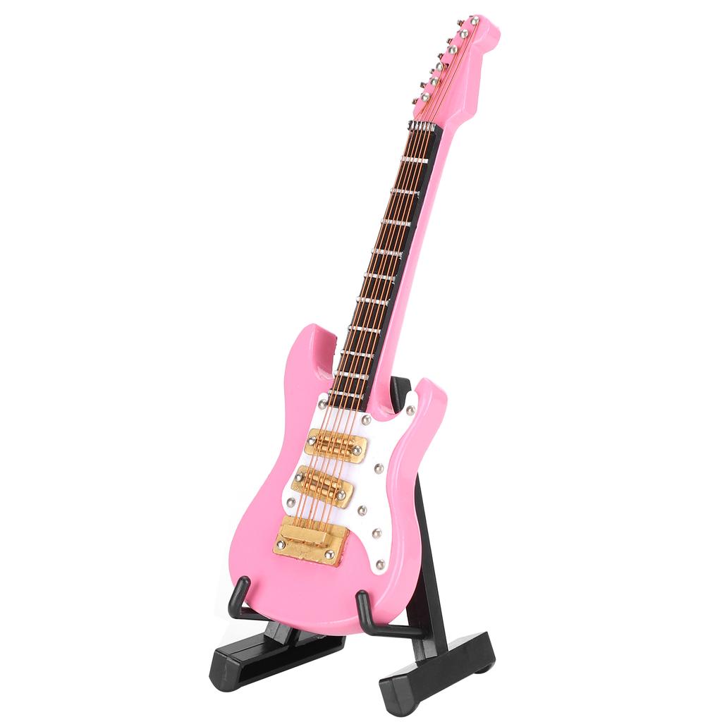 Гитара украшения Миниатюрные украшения Мини музыкальный инструмент Модель Подарочный Розовый 10см