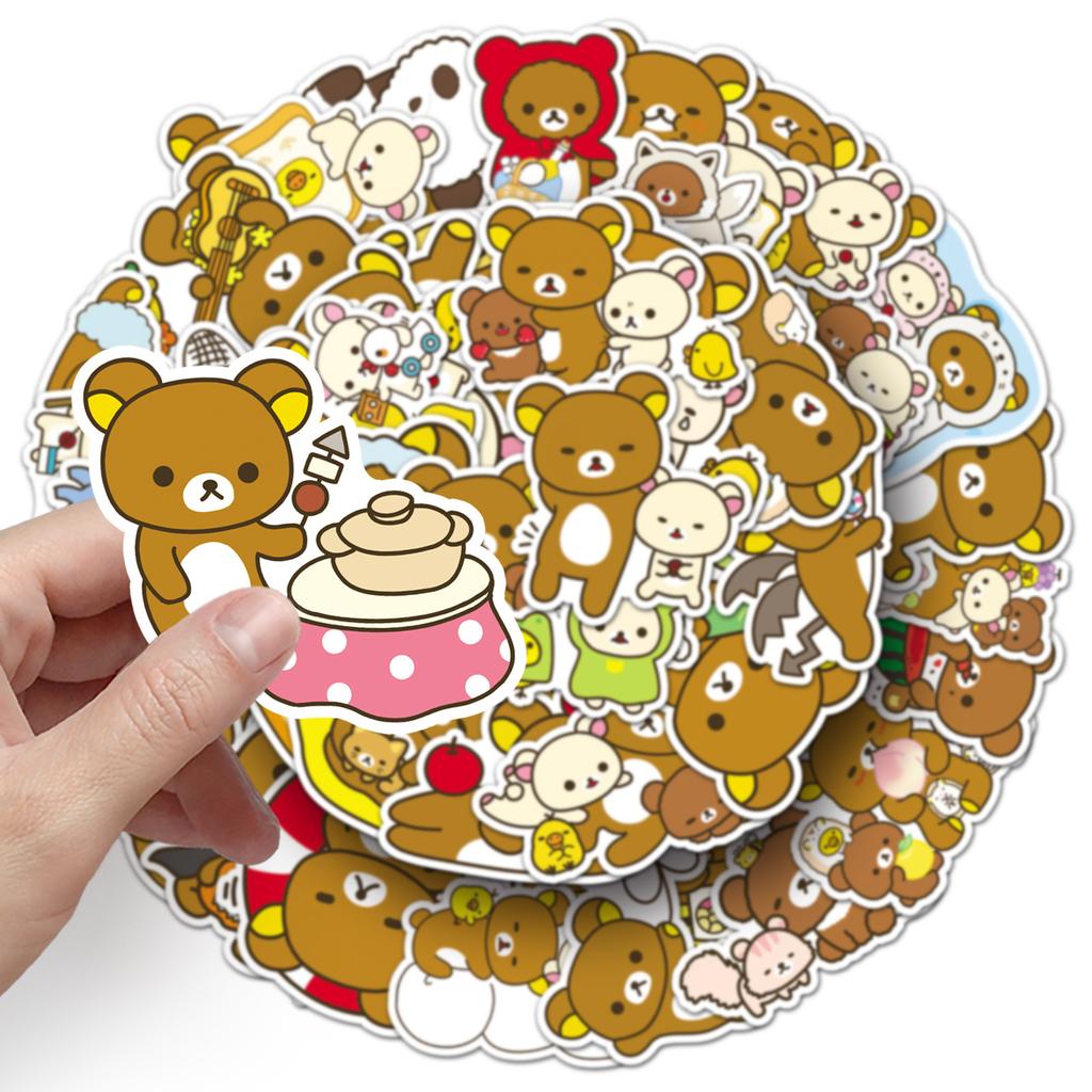 50 Pieces of Relaxed Bear Graffiti Stickers Cartoon Cute Gucka Decorative Mobile Phone Case Skateboard Water Cup Creative Stickers