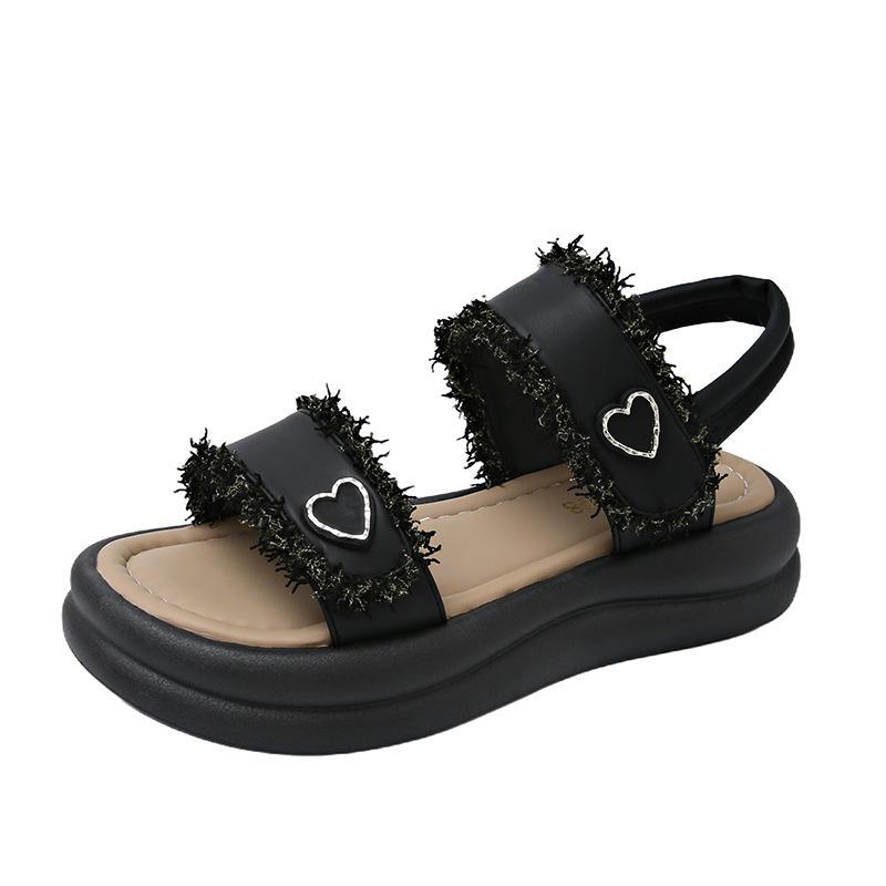 Женские сандалии на платформе, новая летняя обувь высокого класса, универсальная пляжная обувь на мягкой подошве, подходит к юбке