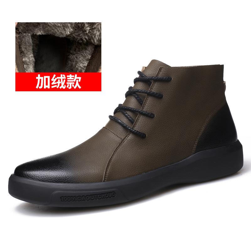 Мода ретро мужские кожаные ботинки осень зима теплые меховые короткие ботинки британский стиль высокие рабочие ботинки мужские ботильоны Zapatos Hombre