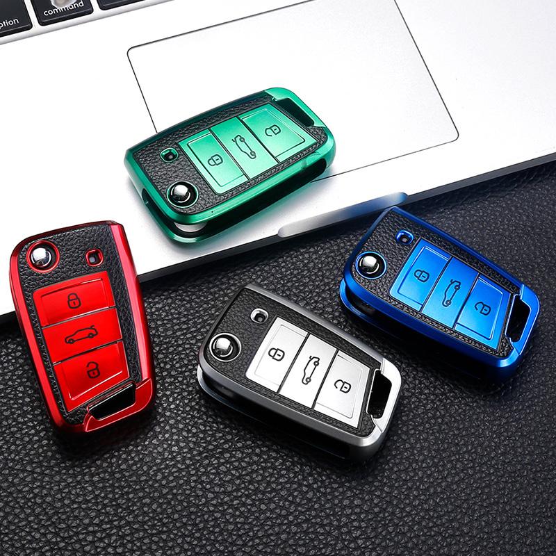 Кожаный чехол для дистанционного ключа автомобиля, брелок для VW Volkswagen Polo Tiguan Passat Golf MK Jetta Skoda Kodiaq Superb Octavia Seat
