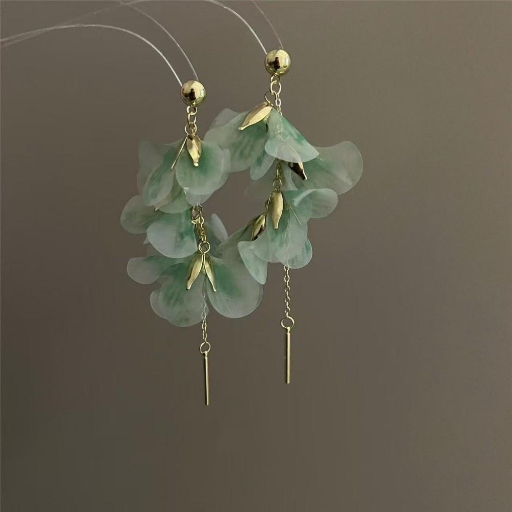 Organza Long Tassel Earrings Tassel Yarn Mesh Earrings Fashion Flower Earrings Daily