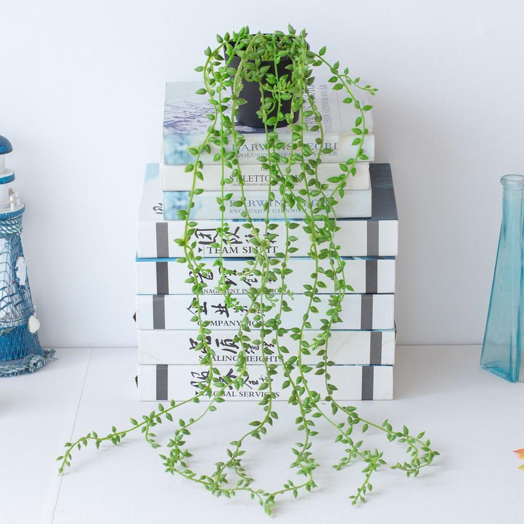 Artificial Hanging Plants Set with Small Pot Eucalyptus Leaf Vine Potted for Indoor Outdoor Wall Home Shelf Decoration