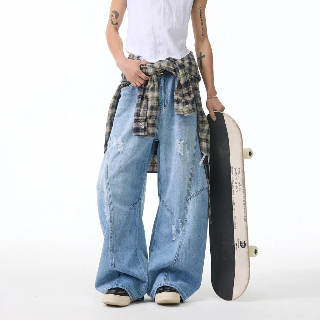 GLYDE Джинсы Baggy Y2K Унисекс Модные Повседневные Широкие Джинсовые Брюки Качество High Street Американский Стиль Streetwear Оверсайз Брюки