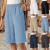 Женские летние шорты с высокой талией, 5 дюймов, повседневные, для отдыха, однотонные, прямая штанина, для дома и улицы
