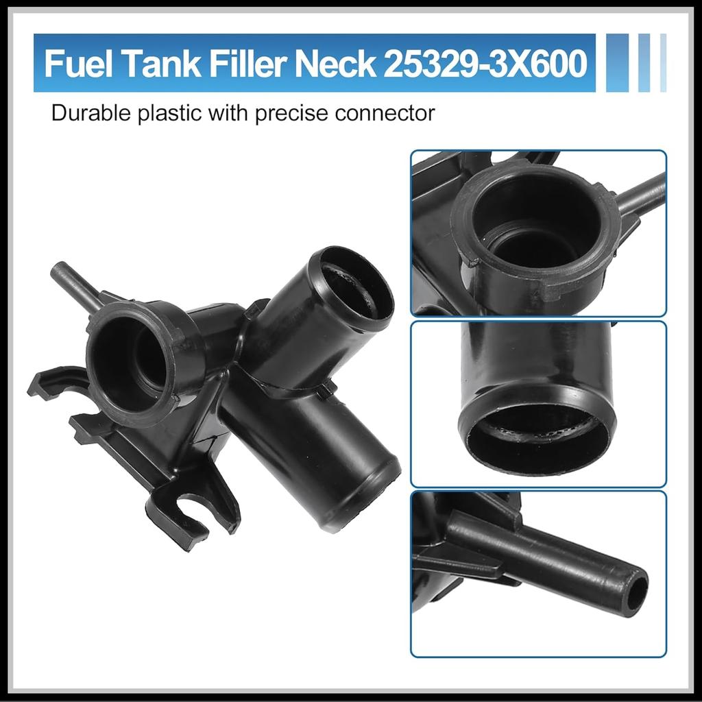 Engine Radiator Filler Neck with Fully Sealed Cap Replacement for Hyundai Elantra 11-16 for Kia Forte 14-18, No.25329-3X600/25330-1P000 Plastic Black