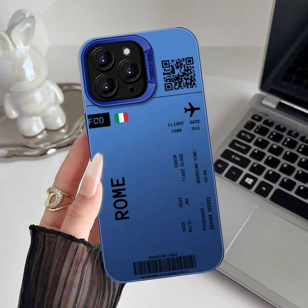 Италия Авиабилет Чехол для телефона iPhone 16 15 14 13 12 11 Plus Pro Max разноцветный Лазерный Аврора Ударопрочный Funda Чехол