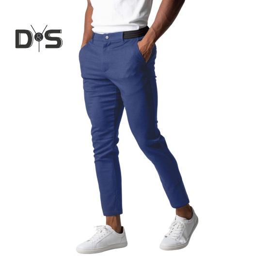 Мужские брюки с эластичной талией и пуговицами на молнии с карманами, облегающие однотонные мягкие дышащие деловые деловые длинные брюки