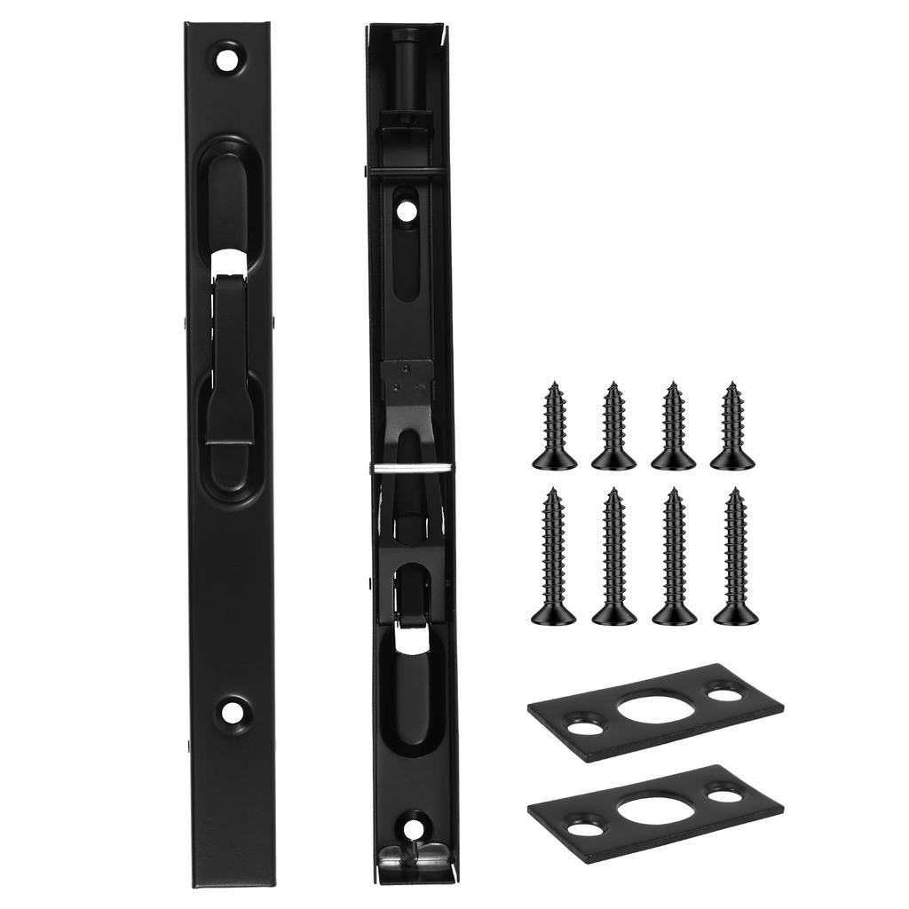 2Pcs 8 Inch Door Bolts Stainless Steel Concealed Security French Door Locks with Hardwares for Composite Wood Double Dummy Door