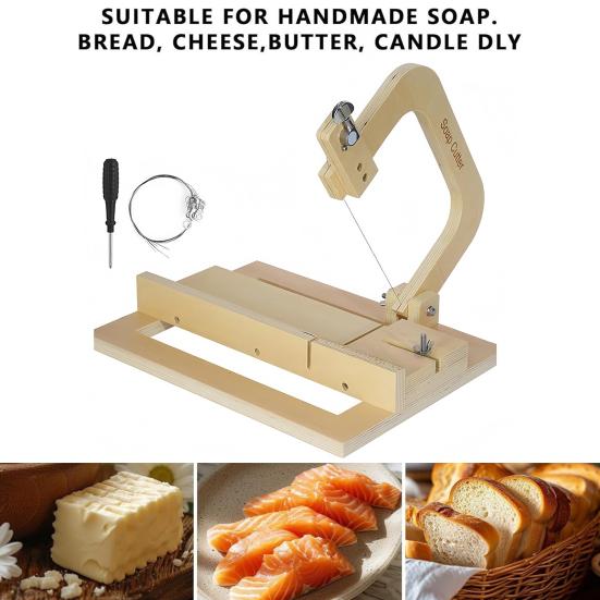 Wooden Soap Cutter Adjustable Single Wire Soap Slicer Professional Handmade Soap Butter Cheese Cutting Tool DIY Soap Making Supplies