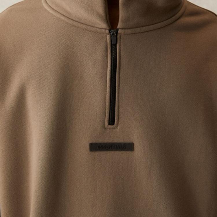 Fear of God Essentials Флисовая толстовка с воротником-стойкой и молнией SS21 Унисекс Толстовка Тауп FOG-SS21-592