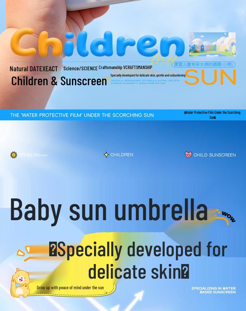 Детский солнцезащитный крем Kangxue SPF30+: Легкая формула, защита от УФ-лучей, легко наносится