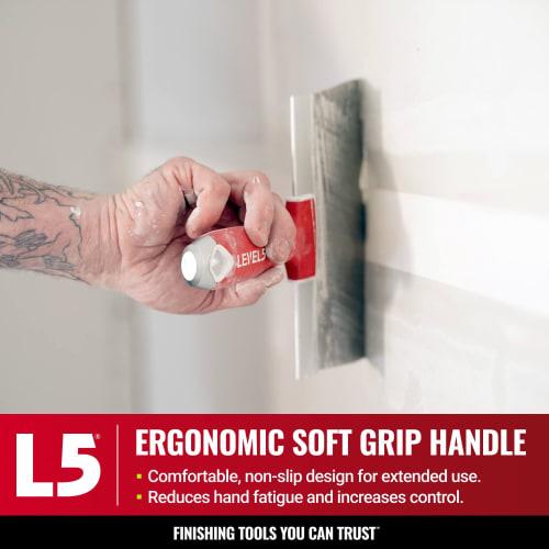 LEVEL5 20cm (8 Inch) Soft Grip Stainless Steel Taping Knife, Professional Grade, Metal, Hammer End, 5-134