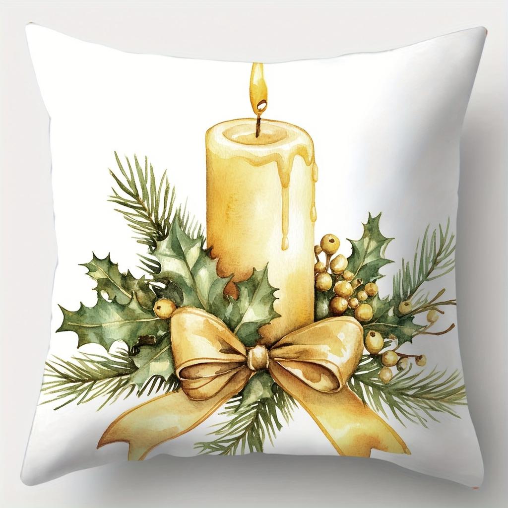 Рождественское украшение наволочка рождественский венок подарочная коробка колокольчик свеча узор гостиная диван подушка комплект украшение комнаты