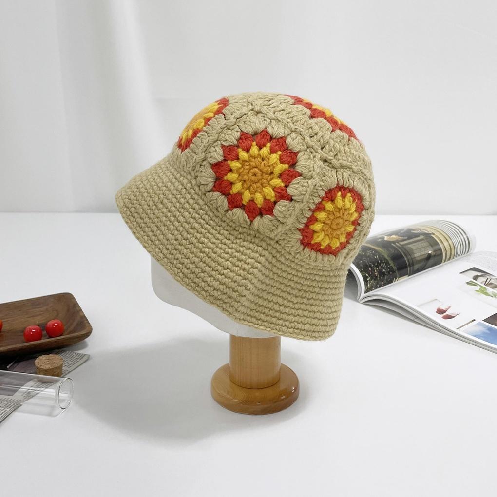 Женская и мужская повседневная вязаная крючком панама с цветочным узором