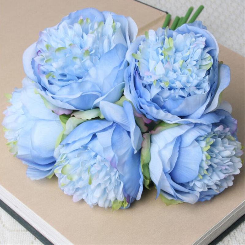 5 Head Big Peony Artifcial Silk Fake Flower Home Display Wedding Decor Bouquet