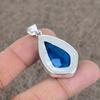 Blue Topaz Gemstone Handmade 925 Sterling Silver Jewelry Pendant 1.77" KKG-58
