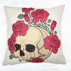 Skeleton Head Throw Pillow Cover With Linen Fabric For Home Decor And Living Room